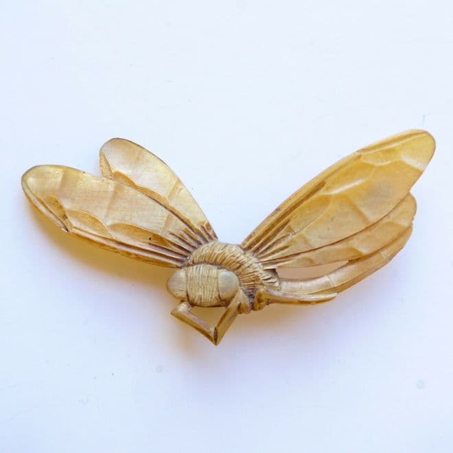 Art Nouveau Georges Flamand & Bonte  Signed Horn Bee / Dragonfly Brooch